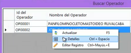 Operadores detalles